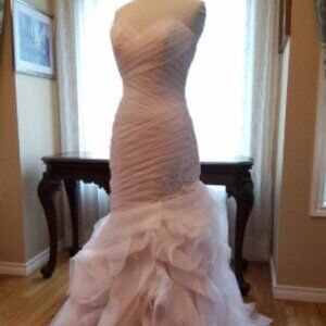 "KITTY CHEN COUTURE " new wedding dress . SIZE 12 , COLOR - BLUSH. Strapless